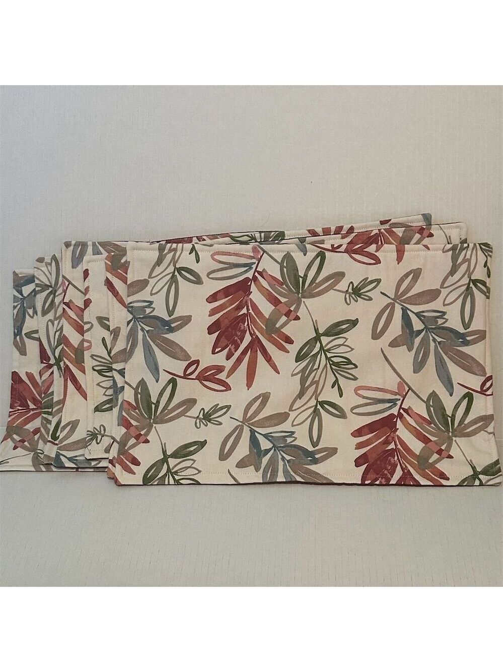 Moutina Set of 7 Watercolor Leaf Placemats Reversible Easy Clean